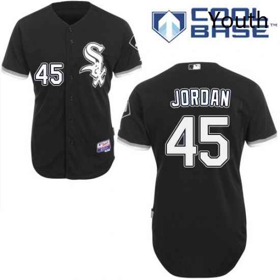 Youth Majestic Chicago White Sox 45 Michael Jordan Authentic Black Alternate Home Cool Base MLB Jersey